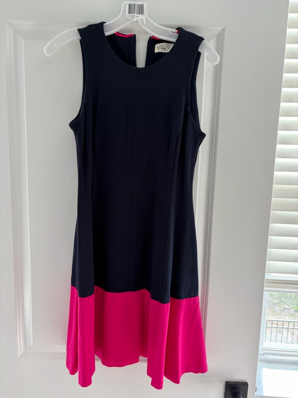 Eliza J Black and Hot Pink Sleeveless Midi Colorblock Dress